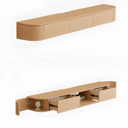 Mueble de TV moderno de madera color marrón nuez para montaje en pared con luz