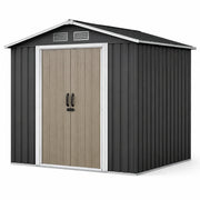 Cobertizo de jardín de metal con puerta efecto madera 213x127x185 cm antracita