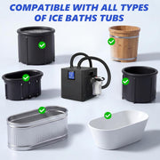 Enfriador para baño de hielo, kit de enfriador de agua de 1/3 HP para baño de hielo, dispositivo de refrigeración de 300L con pantalla táctil, control remoto, 39-122℉, con bomba y filtro para recuperación y terapia en casa
