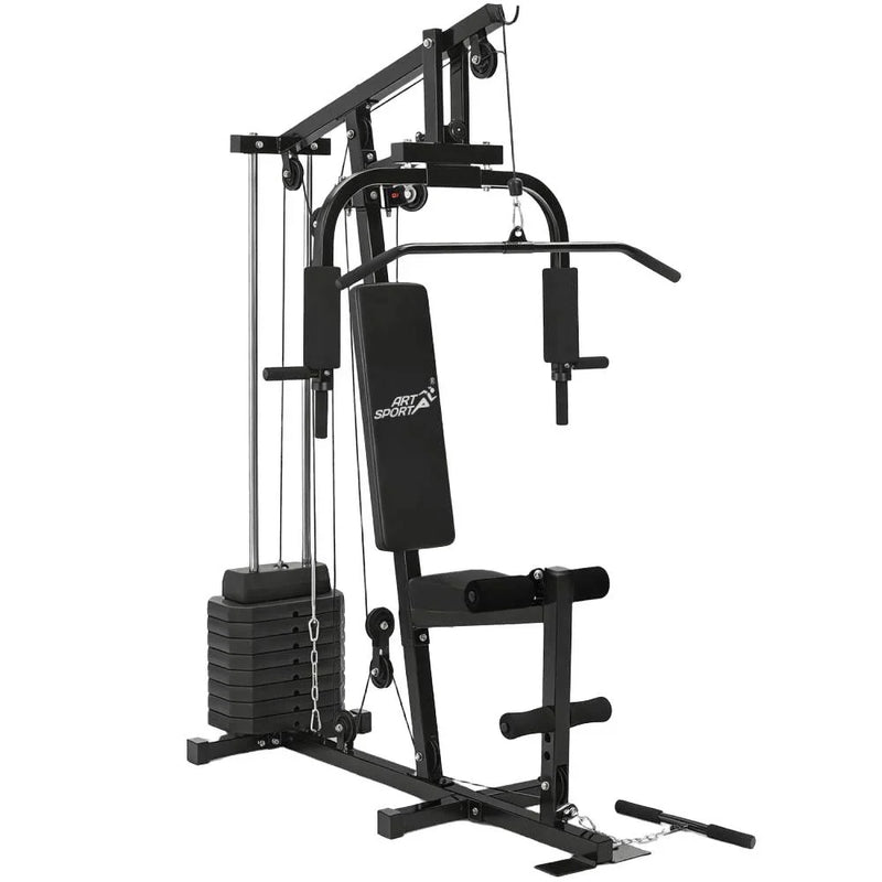 Estación de entrenamiento ProfiGym 2000 modelo 24808 con pesas de 40 kg, polea al pecho, mariposa, polea de cable y extensión de piernas, negro