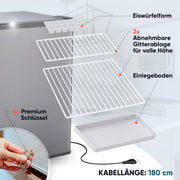 Mini congelador Stillstern (42 L) -18 °C, cubitera, cerradura, sentido de apertura de puerta reversible, congelador de 4 estrellas para camping/oficina, arcón congelador pequeño, congelador pequeño, arcón congelador
