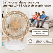 Ventilador MYCARBON muy silencioso, motor DC 20dB, caudal de aire 1850m³/h, 8 velocidades, modo ECO, ventilador de mesa, circulador de aire 3D para dormitorio de 30m², ventilador turbo, temporizador de 8h