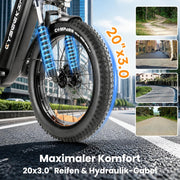 Bicicleta eléctrica plegable C20, fatbike de 20x3.0 con frenos hidráulicos, batería de 48V 15.6Ah hasta 120km, motor de 250W 25km/h, bicicleta eléctrica con pantalla LCD a color y Shimano de 7 velocidades para hombre y mujer