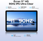 Tablette DOOGEE G6 avec carte SIM, tablette Android 15, octa-core T7250, tablette 11 pouces 90 Hz, 30 Go + 256 Go/TF 2 To, double 4G LTE, batterie 8000 mAh, appareil photo 13 MP, Wi-Fi 5G/Widevine L1/FM/OTG/Face ID