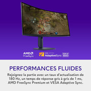 Monitor Gaming Alienware 34 - AW3425DWM, WQHD (3440x1440), 21:9 Curvo 1500R, 180Hz, VA, 1ms, AMD FreeSync Premium, VESA AdaptiveSync, 95% DCI-P3, HDR400, DisplayPort, 2 HDMI, 3 USB, Garantía de 3 años