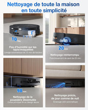 Robot aspirador y fregasuelos ECOVACS DEEBOT T80 Omni, 18 000 Pa, limpieza automática instantánea con rodillo OZMO, ZeroTangle 3.0, lavado con agua caliente a 40-75 ℃, secado con aire caliente, negro
