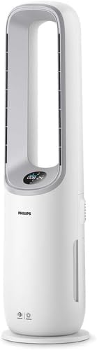 Philips Air Performer 2 en 1: Purificador de aire y ventilador refrigerante - Purifica 70 m², elimina el 99,97 % de alérgenos y contaminantes. Filtro HEPA, sensores inteligentes, Alexa, aplicación. (AMF765/10)