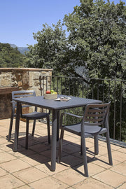 Mesa cuadrada Resol Noa para interior y exterior 90x90 | Jardín, terraza, balcón, salón, cocina, comedor | Diseño, ligera, versátil | 2-4 personas | Patas blancas - Sobre blanco