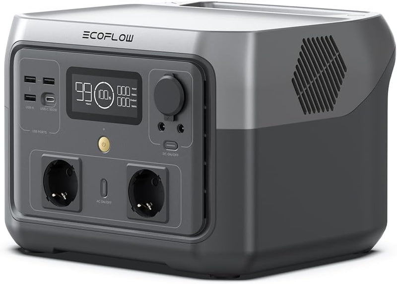 Estación de energía portátil ECOFLOW RIVER 2 MAX, batería LiFePO4, 512 Wh, carga rápida en 1 hora, salida de 1000 W con X-boost, generador solar para exteriores, autocaravanas, hogar y balcones