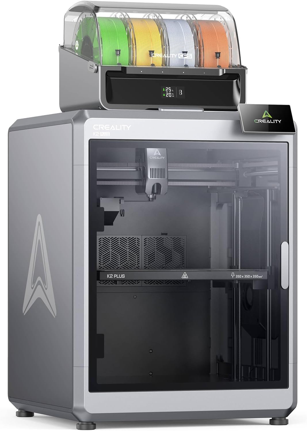 Impresora 3D Creality K2 Plus Combo con sistema de filamento inteligente CFS, doble cámara con IA, impresión de alta velocidad a 600 mm/s, área de impresión de 350 x 350 x 350 mm