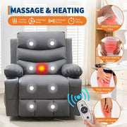 Sillón reclinable elevador eléctrico, reclinables eléctricos para ancianos con calor y masaje, asistencia para levantarse con portavasos, bolsillo lateral, para sala de estar