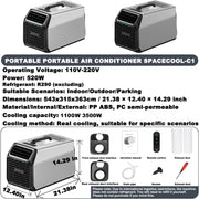 Aire acondicionado de camping de 3500 BTU con compresor real, aire acondicionado portátil para tienda de campaña, caravana y camión, aire acondicionado móvil con deshumidificación y modo de suspensión, plateado