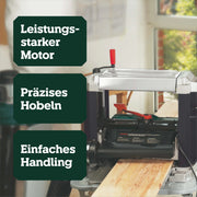 Regruesadora metabo DH 330, portátil, 1800 W, cuchillas HSS, capacidad de paso 330 x 152 mm, boquilla de aspiración, empujador de material