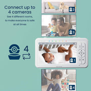 Babysense HDS2 Monitor de video para bebés con cámara y audio, vigilabebés HD 720p de 5", sin WiFi, luz nocturna ajustable, alcance extendido, audio bidireccional, zoom 4X, visión nocturna, batería de 4000 mAh