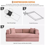 Sofá cama convertible 5 en 1: diván de suelo de pana de 78.8" con brazos, respaldo y cojines ajustables