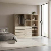 sweeek - Kit vestidor modular de 3 elementos MODULO. Natural. 200 x 45 x 180 cm