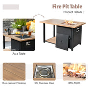 Set de muebles de exterior para patio XIZZI de 13 piezas de mimbre con fogata
