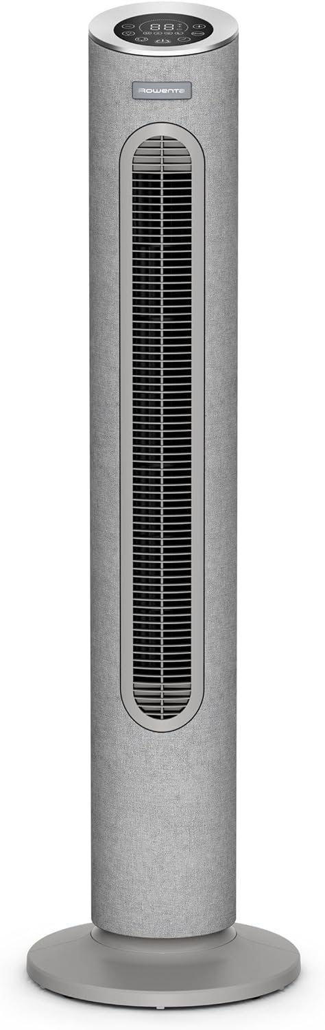 Ventilador de torre Rowenta Eole Home, solo 40 dB(A) a la velocidad más baja, ahorro de energía, 7 velocidades/3 modos, temporizador, mando a distancia, gris, VU6980F0