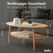 Mesa de centro ovalada skølm Mjölnir 70x110 cm, roble macizo, acabado natural aceitado