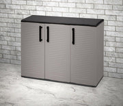 Armario multiusos para interior o exterior Dmora, mueble de 3 puertas con 1 estante de polipropileno, 100% hecho en Italia, 102x37x84 cm, color gris
