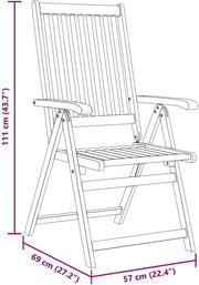 vidaXL 6X Sillas de jardín plegables de madera maciza de acacia, sillas de comedor para terraza, balcón y muebles de exterior