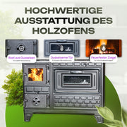 Horno de cocina para exteriores, estufa de terraza, horno de leña y carbón, chimenea de jardín, cocina exterior, Kuzine Soba (puerta de hierro fundido + 2 tubos)