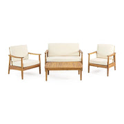 Set de conversación para exteriores de 4 plazas de madera de acacia Willowbrook de Christopher Knight Home