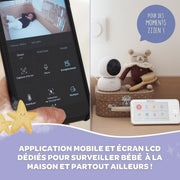 Béaba, Vigilabebés, Monitor de bebé con vídeo 2 en 1, Pantalla/Aplicación móvil dedicada, Cámara HD, Rotación de 360°, Visión nocturna, Walkie-talkie, Canciones de cuna, Control de temperatura y humedad, Zen Premium Blanco