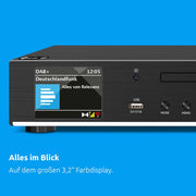 TechniSat DIGITRADIO 143 CD (V3) – Sintonizador HiFi digital, radio por internet (DAB+, FM, transmisión de audio por Bluetooth, Spotify Connect, reproductor de CD, WLAN, 43,5 cm de ancho, control por aplicación, mando a distancia) Negro