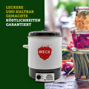 WECK Einkochautomat WAT14 (Serie Finale) esmaltado con termostato de precisión – Olla para conservas de 29 L, calentador de vino caliente, extractor de jugos al vapor, autoclave para conservas – Hecho en Alemania, alta calidad y versátil