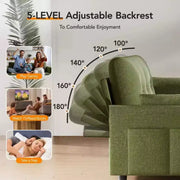 Sofá cama extraíble 3 en 1 de 51 pulgadas, sofá biplaza convertible con respaldo reclinable ajustable, sofá tapizado en chenilla, bolsillo lateral