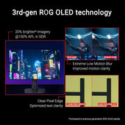 ASUS ROG Strix OLED XG27AQDMG - Monitor gaming WQHD de 27 pulgadas - 240 Hz, 0,03 ms GtG, G-Sync, FreeSync, AdaptiveSync, DisplayHDR 400 TB - OLED de 10 bits, 16:9, 2560x1440, DP 1.4 DSC, HDMI, Hub USB, Ergo
