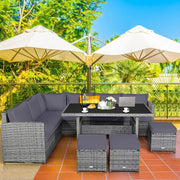Conjunto de comedor de ratán para patio de 7 piezas Costway, sofá seccional y otomana - Ver detalles