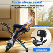 Bicicleta estática, SLUNSE Bicicleta estática 5 en 1 con 16 niveles de resistencia magnética, bicicleta estática plegable con 10 dB, bicicletas de fitness para entrenamiento cardiovascular en casa, capacidad de 160 kg