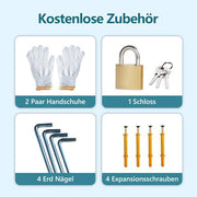 Cobertizo de metal para herramientas de 4 x 10 pies, diseño adosado, caseta con ventana y techo inclinado, cobertizo de acero resistente a la intemperie como garaje para 2-3 bicicletas, arcón para cubos de basura y caseta de jardín, con cerradura, gris