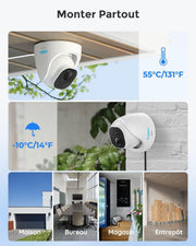 Reolink 5MP Cámara de Vigilancia Exterior, Kit de Videovigilancia con NVR de 8 canales y 2TB y 4 Cámaras IP PoE Cableadas de 5MP, Detección de Personas/Vehículos, Visión Nocturna de 30m con Audio, RLK8-520D4-5MP