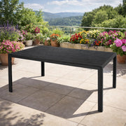 Mesa de jardín Mojawo XL de aluminio antracita/negro, mesa de comedor, muebles de jardín, imitación madera Nonwood, resistente a la intemperie, 180x90x74 cm