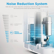 Aire acondicionado portátil Midea Silent Cool 26 Pro WF, 9000 BTU 2,6 kW, refrigeración, ventilación y deshumidificación, tamaño de habitación hasta 88 m³ (33 m²), control por APP/Alexa/Google Home/IFTTT, aire acondicionado móvil con tubo de escape