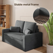 Xbro Sofá cama de 2 plazas convertible 147x196x87 cm, sofá cama de 2 plazas extensible con 4 ruedas, sofá cama moderno de terciopelo, gris oscuro