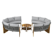 Set de sofá seccional redondo de madera de acacia para exteriores con mesa de centro, 12 plazas