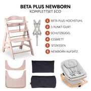 Hauck Trona Beta+ Newborn Set Eco Bouncer - Trona de madera evolutiva para bebés desde el nacimiento, incluye accesorio para recién nacidos, cojín de asiento y bandeja - Gris oscuro