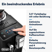 Cafetera superautomática De'Longhi Rivelia EXAM440.55.W con sistema de leche LatteCrema, recipiente de granos intercambiable, 16 bebidas de café y leche con solo tocar un botón, función Extra-Shot, pantalla táctil de 3,5 pulgadas, color blanco
