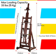 Caballete de estudio multifunción de madera de haya MEEDEN, caballete de pintura para adultos, caballete de artista, caballete de suelo, admite lienzos de hasta 195,6 cm (nogal)