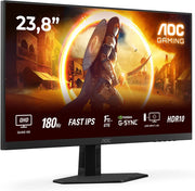 AOC Gaming Q24G2A - Monitor Quad HD de 24 pulgadas, 180 Hz, 1 ms, compatible con G-Sync, HDR10 (2560x1440, 2x HDMI 2.0, 1x DisplayPort 1.4) Negro-Rojo