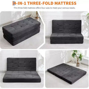 Sofá cama plegable de espuma viscoelástica de 39x75, colchón con 6 botones decorativos