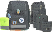 LÄSSIG Set de mochila escolar de 7 piezas para niños/School Set Boxy Unique Negro