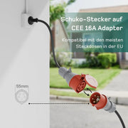 Cargador de pared móvil deM2D11B10 11 kW tipo 2, trifásico, 6-16 A con control por aplicación, cable de carga de 10 m, CEE 16A 400V