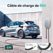 WISSENERGY Wallbox 7.4kW Tipo 2 con control por aplicación, estación de carga para coche eléctrico compatible con conectividad Bluetooth estándar, cargador monofásico IEC 62196-2, cable de 32A y 6M
