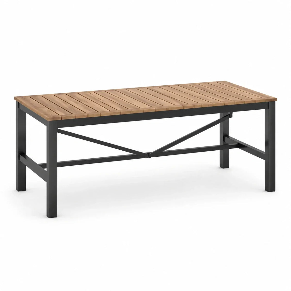 Mesa de jardín de madera y metal 180x90x75 cm marrón/negro