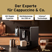 Cafetera automática Tchibo Esperto Latte con función de espumado de leche para Caffè Crema, Espresso y especialidades de café, antracita
